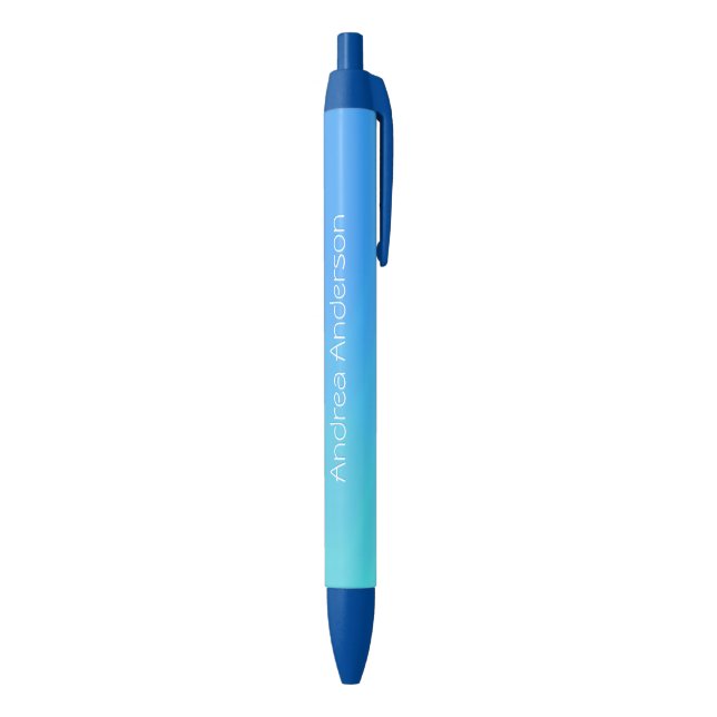 Noir Stylo d'encre personnalisé Fondu bleu (Bas (Vertical))