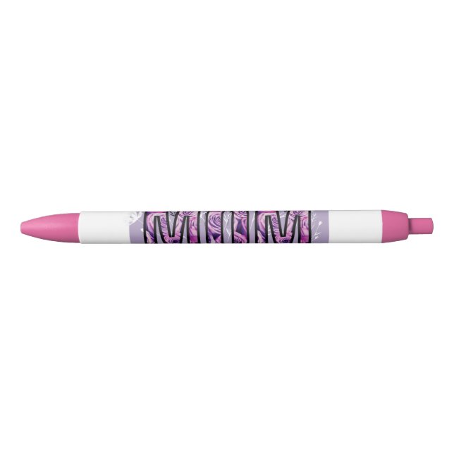Noir Stylo design pourpre et rose pour maman (Devant)