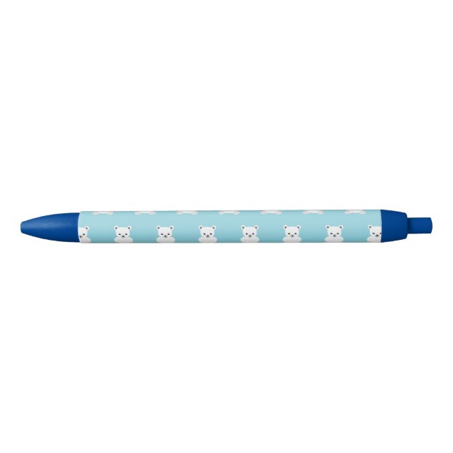 Noir Stylo d'ours en peluche blanc (Devant)