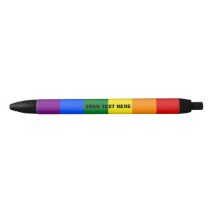 Noir Stylo drapeau arc-en-ciel avec texte personnalisé