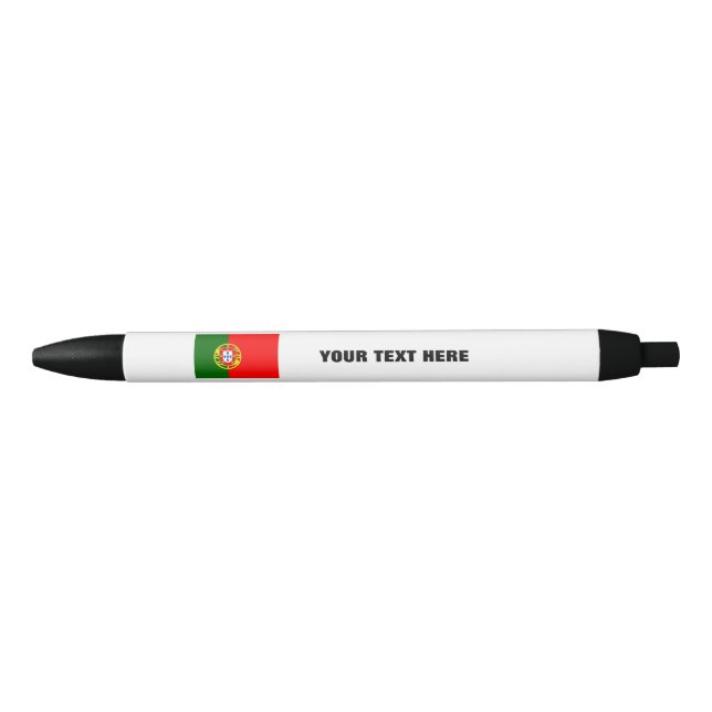Noir stylo drapeau portugais avec texte promotionnel pe (Devant)