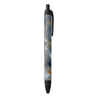 Noir Stylo élégant bleu et or à encre noire abstraite