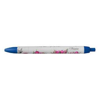 Noir Stylo Élégant Floral personnalisé encre noire