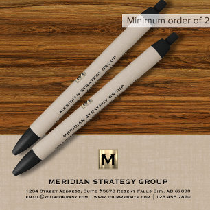 Noir Stylo Élégant Monogramme pour l'entreprise