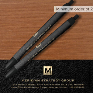 Noir Stylo Élégant Monogramme pour l'entreprise