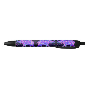 Noir Stylo éléphant Fleurs