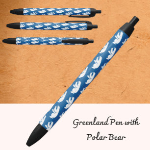 Noir Stylo Emblème Groenland, Bleu, Entreprise, Ours Po