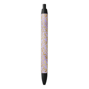 Noir Stylo Empreinte de léopard de glam or violet