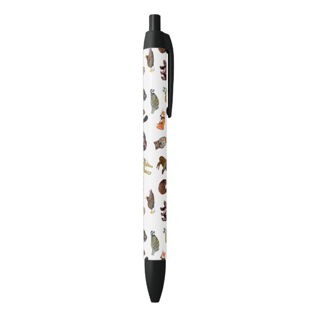 Noir Stylo en bois de créature d'insigne (Bas (Vertical))