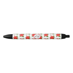 Noir Stylo encre noire monogramme rose rouge