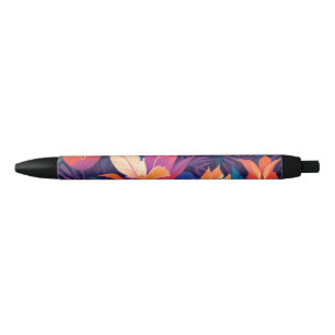 Noir Stylo fleuri coloré