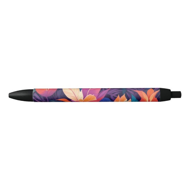 Noir Stylo fleuri coloré (Devant)