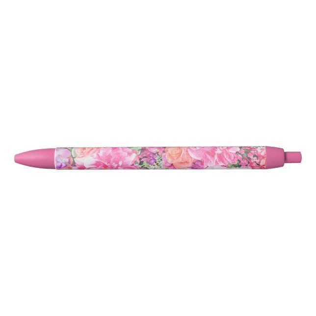Noir Stylo floral d'aquarelle (Devant)