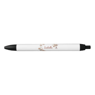 Noir Stylo floral élégant personnalisé