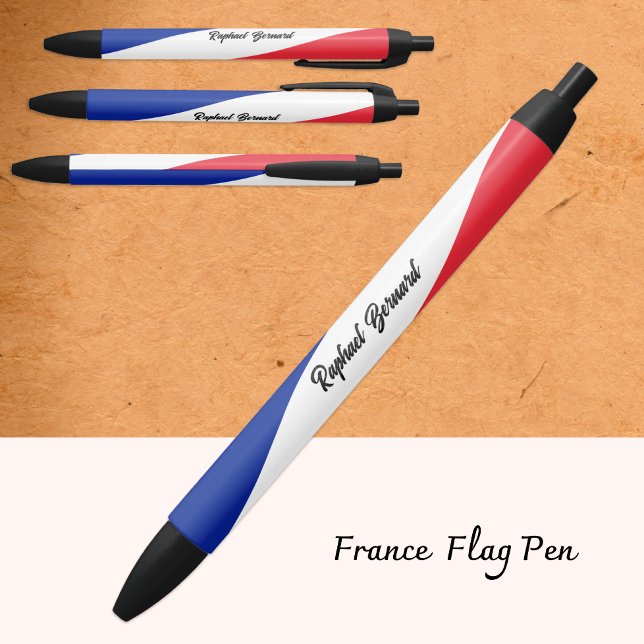Noir Stylo français personnalisé, Drapeau français, Fra (Créateur téléchargé)