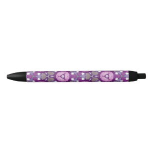 Noir Stylo géométrique floral - Aquarelle violette et r