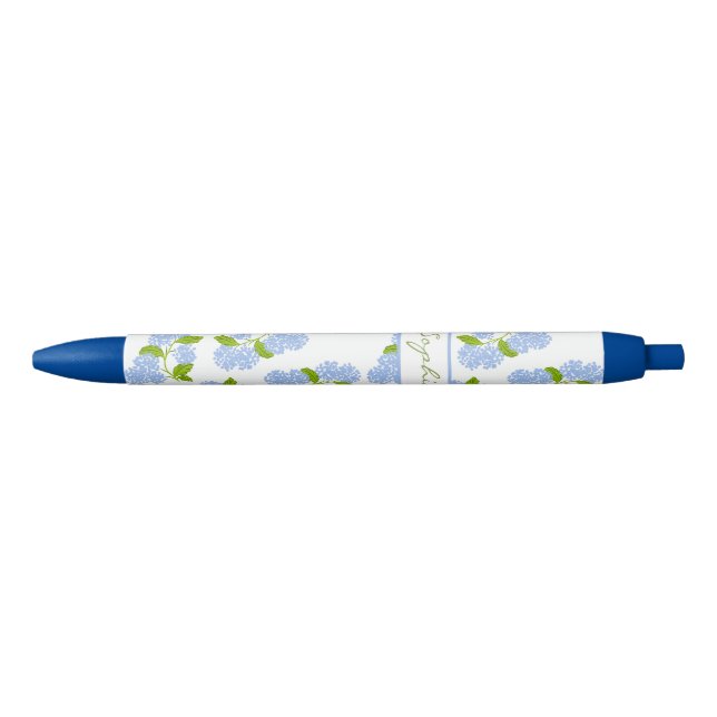 Noir Stylo Hydrangea bleu personnalisé (Devant)