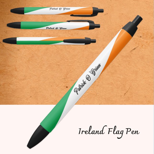 Noir Stylo irlandais personnalisé, Drapeau irlandais, I (Créateur téléchargé)
