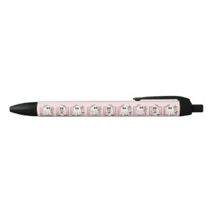 Noir Stylo Kawaii Halloween – Fantômes Roses Mignons & 