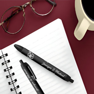 Noir Stylo Mariage Monogramme personnalisé   Favoris