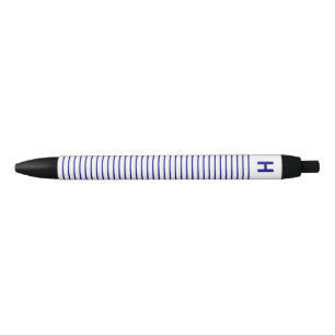 Noir Stylo Monogramme Rayures Bleu Marine Blanc