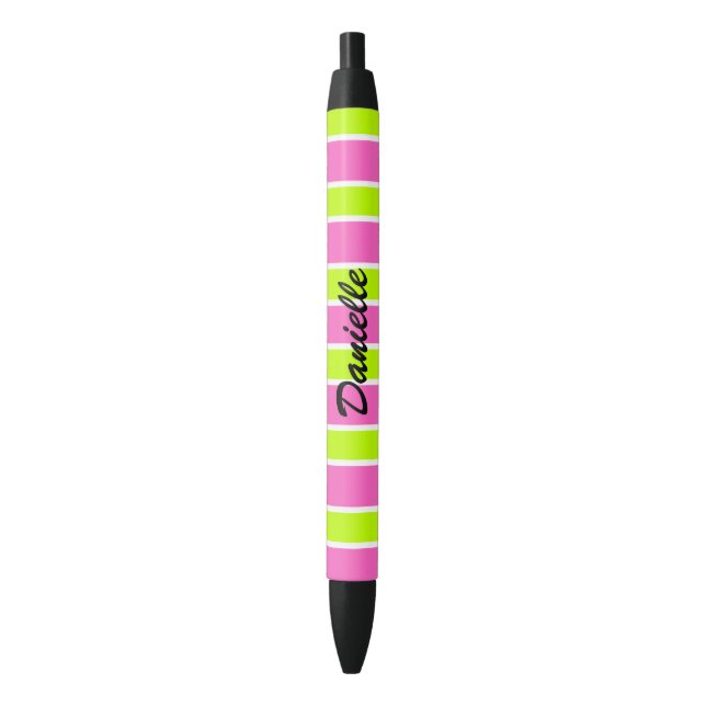 Noir Stylo Monogramme Rose et Lime Chaud (devant Vertical)