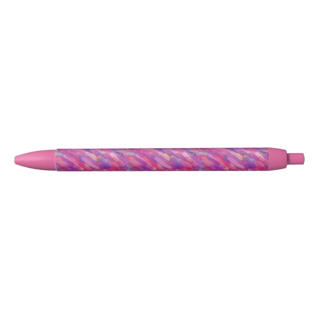 Noir Stylo Motif Abstrait violet et rose (Devant)