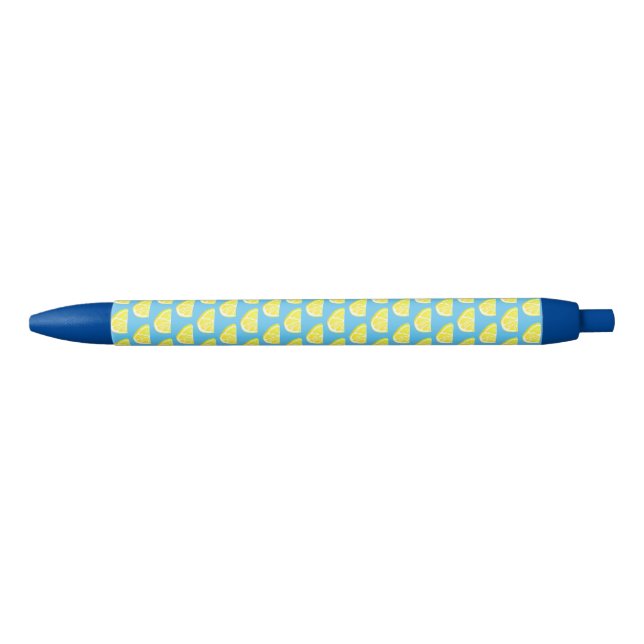 Noir Stylo Motif en tranche de citron jaune simple (Devant)