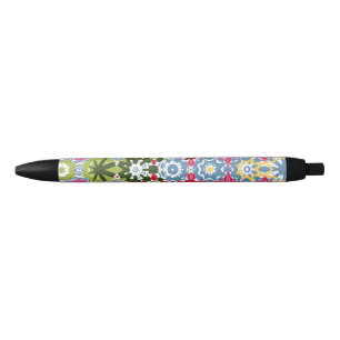 Noir Stylo Motif géométrique coloré