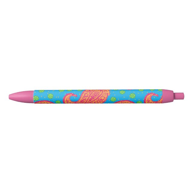 Noir Stylo Motif Paisley coloré (Devant)