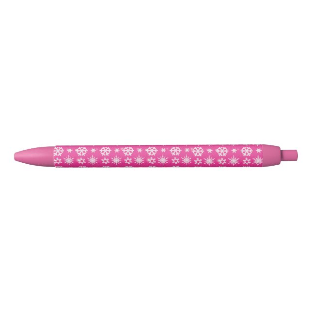 Noir Stylo Motif Pink Snowflake - Papier à lettres mign (Devant)