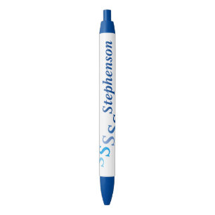 Noir Stylo - Nom et initiale étagée en bleu