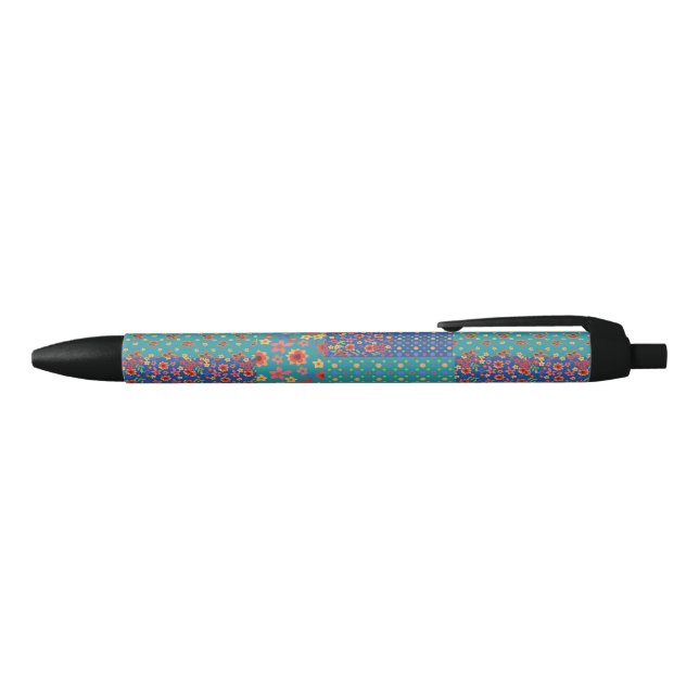 Noir Stylo Nostalgique Faux Patchwork Motif Black Trim (Haut)