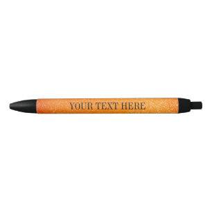 Noir Stylo pailleté orange personnalisé avec texte pers