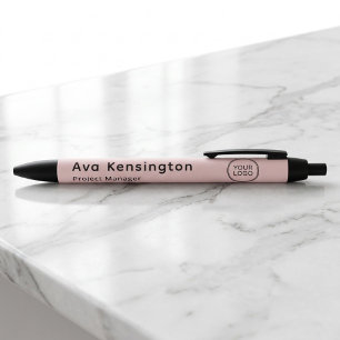 Noir Stylo personnalisé au nom de l'employé avec logo  