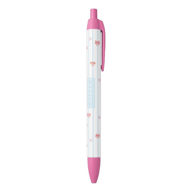 Noir Stylo personnalisé avec ruban doux (Bas (Vertical))
