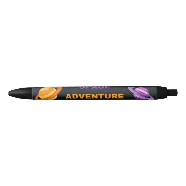 Noir Stylo personnalisé d'aventure dans l'espace extra- (Devant)