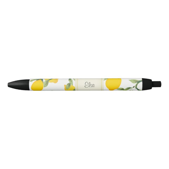 Noir Stylo personnalisé d'impression de citron (Devant)