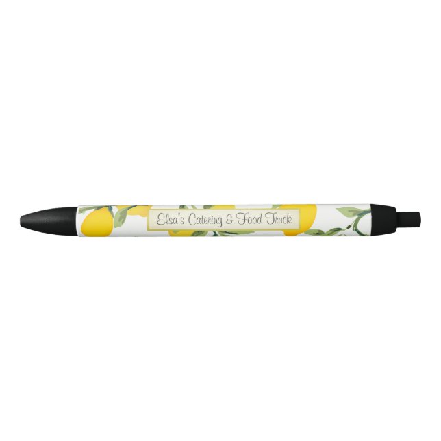 Noir Stylo personnalisé d'impression de citron (Devant)