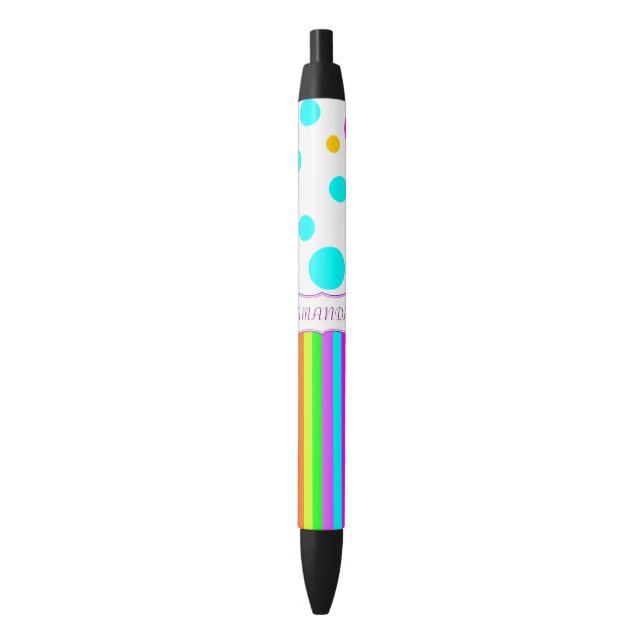 Noir Stylo personnalisé drôle et coloré (devant Vertical)