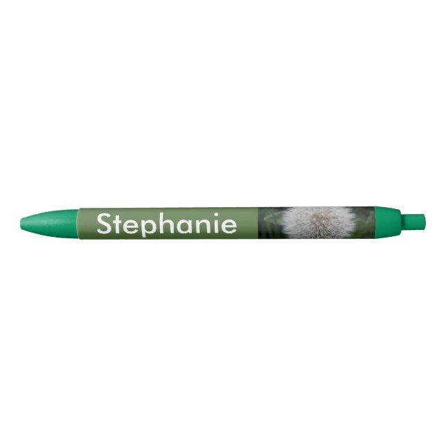 Noir Stylo personnalisé fleur de Dandelion (Devant)
