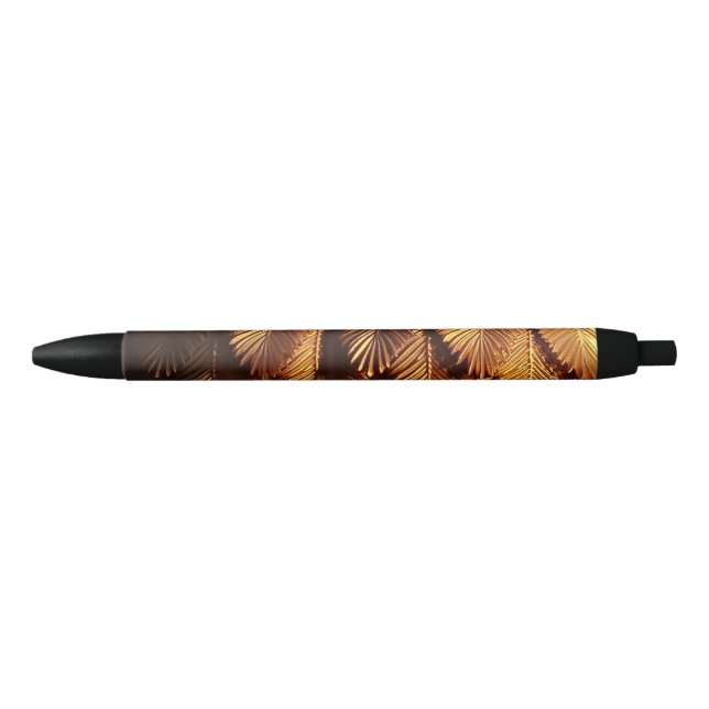 Noir Stylo personnalisé Gold Leafs (Devant)
