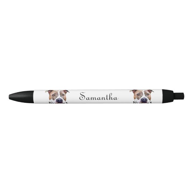 Noir Stylo personnalisé par chien de Pitbull (Devant)