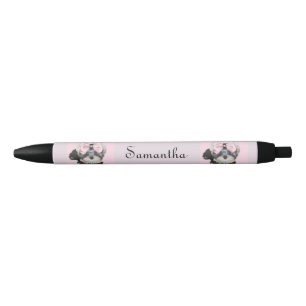 Noir Stylo personnalisé par rose de terrier de