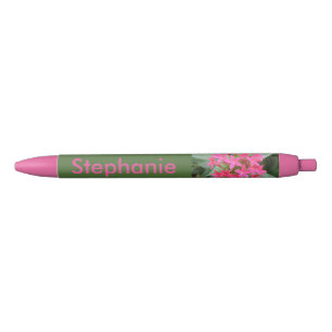 Noir Stylo personnalisé rose vif Fleurs tropicales