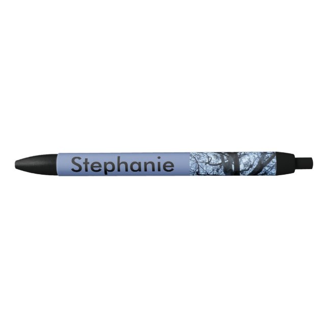 Noir Stylo personnalisé Silhouette de l'arbre (Devant)