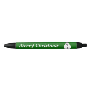 Noir Stylo personnalisé Snowman de Noël souriant
