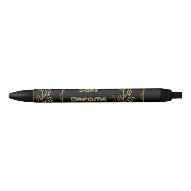 Noir Stylo personnalisé Soft Dreams nom de texte Couleu (Devant)