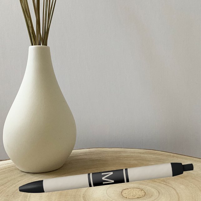Noir Stylo personnalisé Tan Monogrammé (Créateur téléchargé)