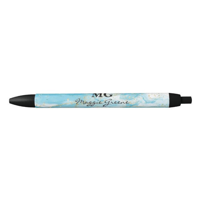 Noir Stylo personnalisé Turquoise Dreams (Devant)